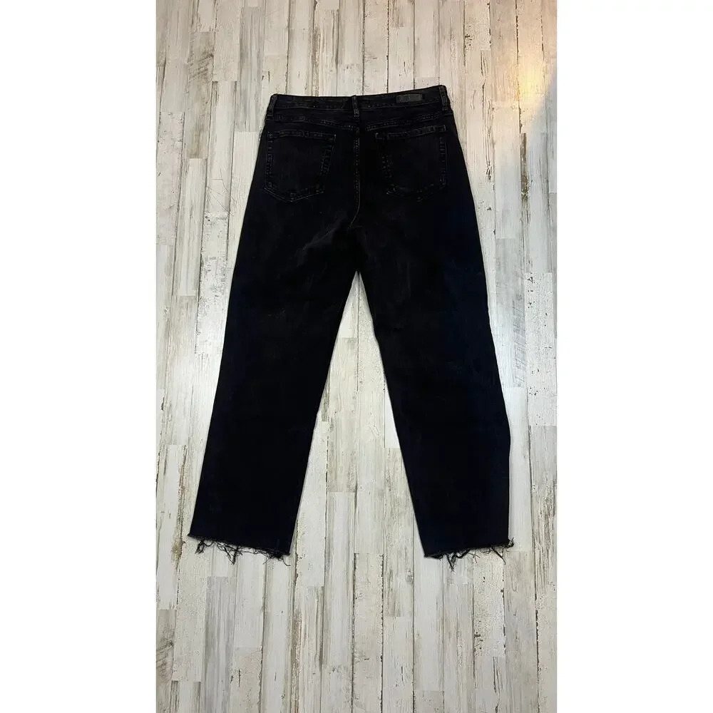 Social Standard by Sanctuary Women's 12 High Rise Crop Straight Leg Black Jeans - Picture 5 of 5